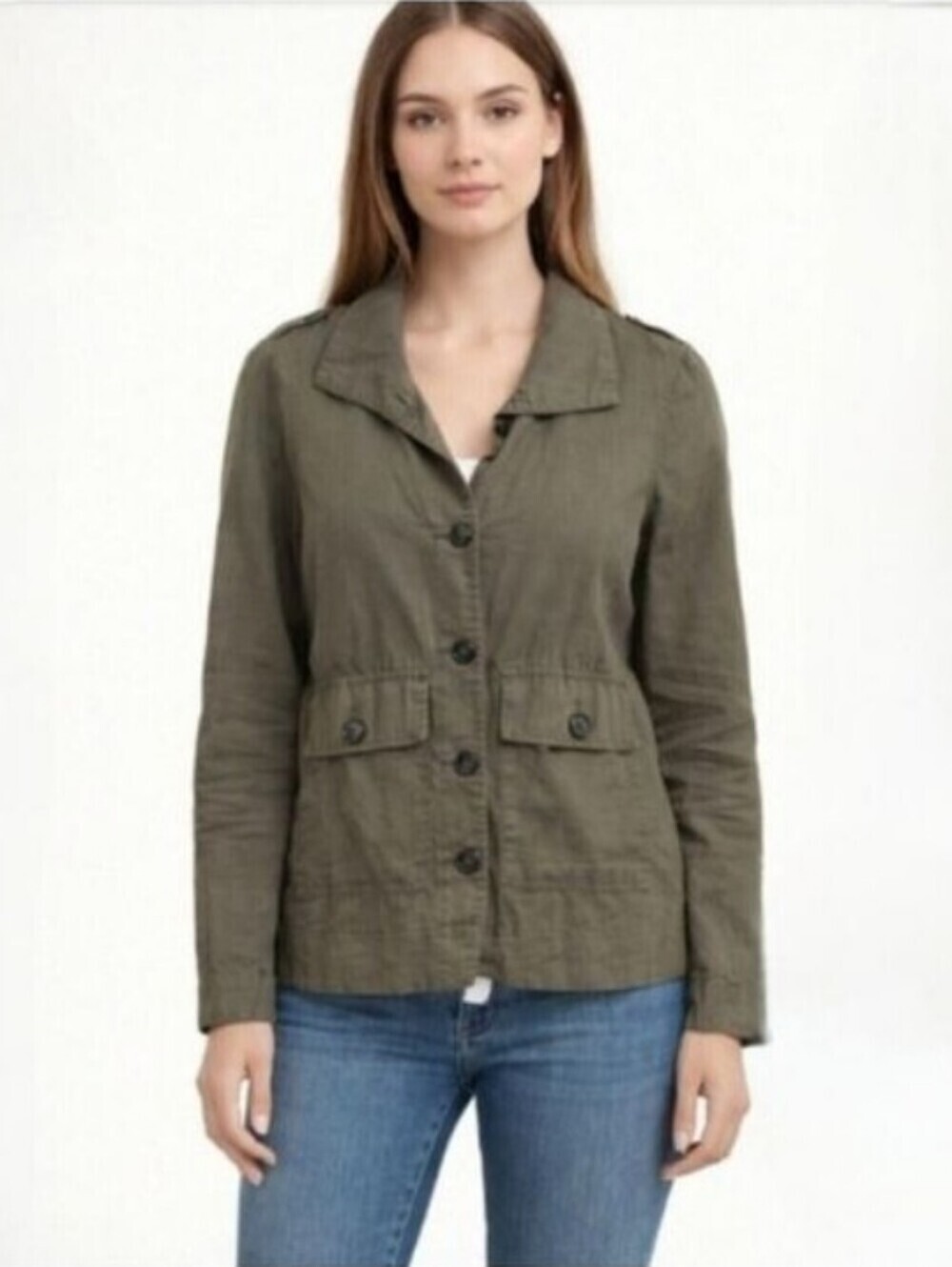 Who What Wear Olive Green Women's Peplum Jacket Size Small